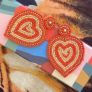 Francesca’s beaded heart earrings in orange